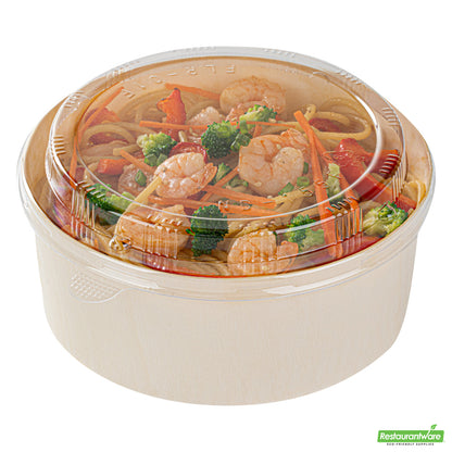 Wholesale Restaurantware Taipei Clear Plastic Lid - Fits Round Poplar Small and Deep Containers- Bulk