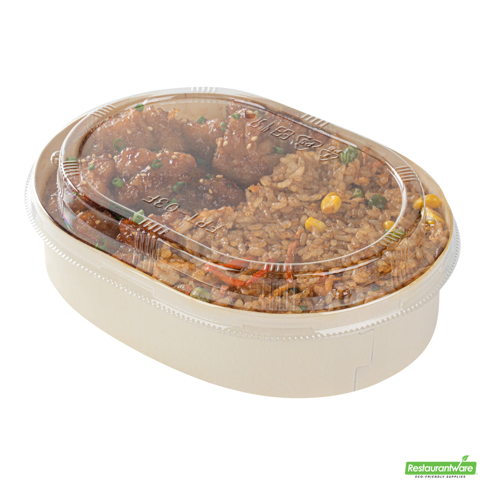Wholesale Restaurantware Taipei Clear Plastic Lid - Fits Oval Poplar Container- Bulk
