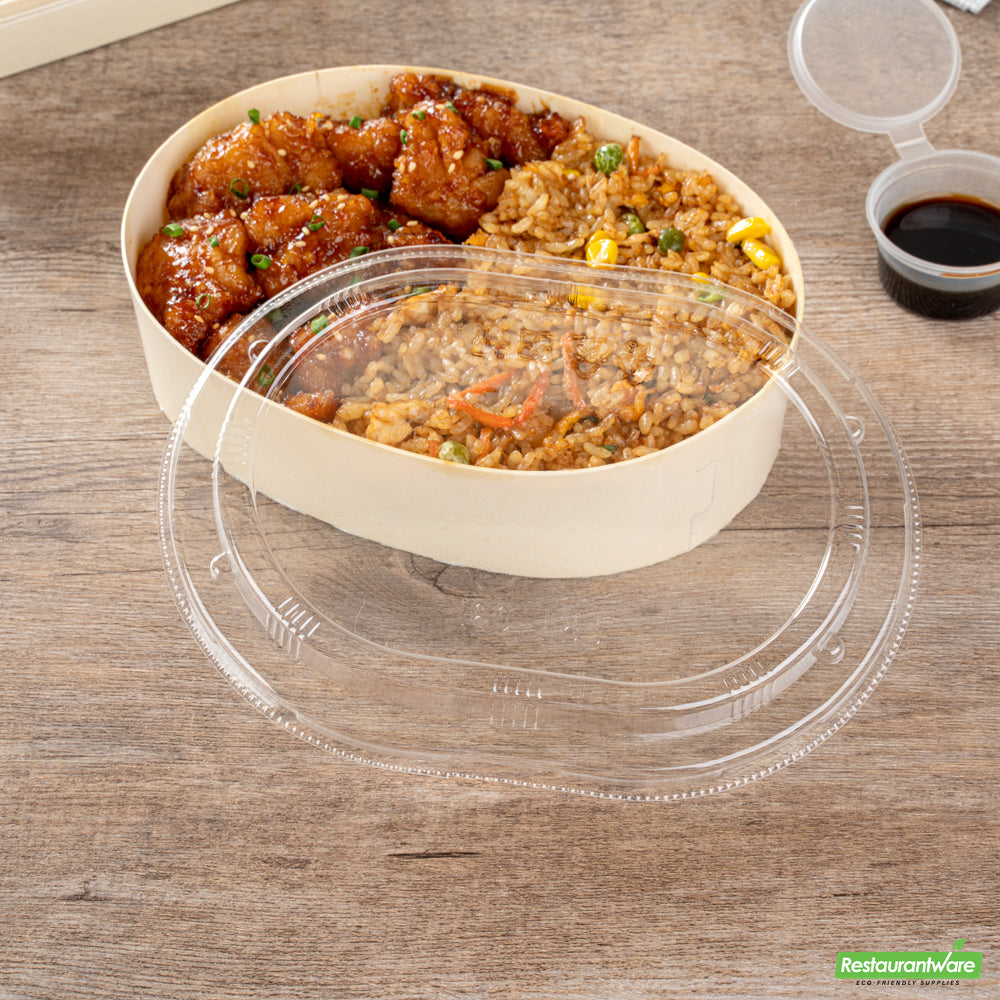 Wholesale Restaurantware Taipei Clear Plastic Lid - Fits Oval Poplar Container- Bulk