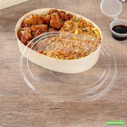 Wholesale Restaurantware Taipei Clear Plastic Lid - Fits Oval Poplar Container- Bulk