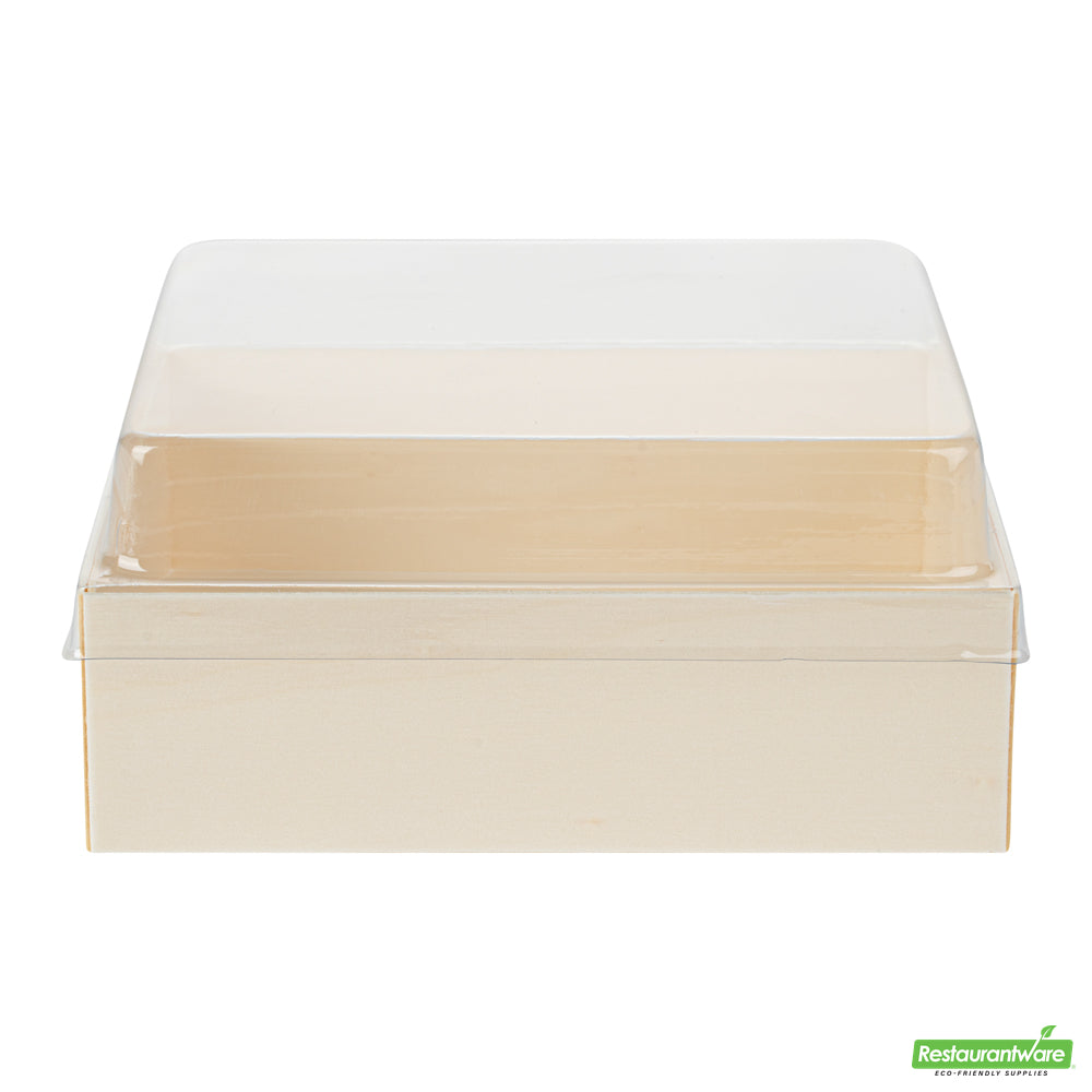 Wholesale Restaurantware Taipei Clear Plastic Lid - Fits Square Poplar Straight Container- Bulk