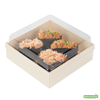 Wholesale Restaurantware Taipei Clear Plastic Lid - Fits Square Poplar Straight Container- Bulk