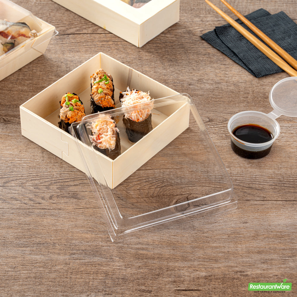 Wholesale Restaurantware Taipei Clear Plastic Lid - Fits Square Poplar Straight Container- Bulk