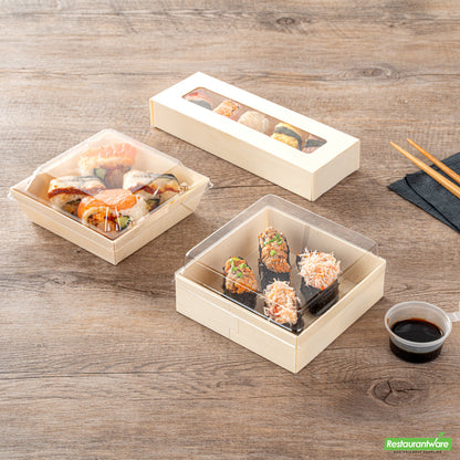 Wholesale Restaurantware Taipei Clear Plastic Lid - Fits Square Poplar Straight Container- Bulk