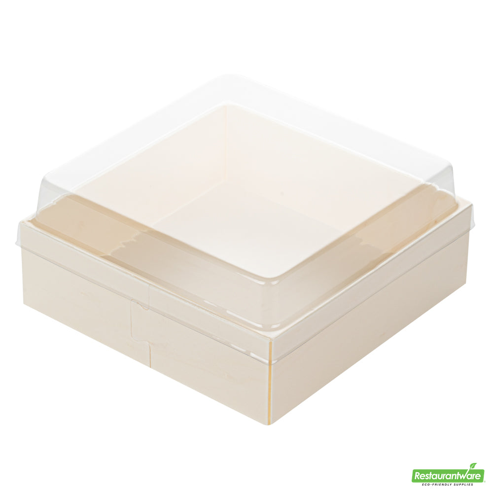 Wholesale Restaurantware Taipei Clear Plastic Lid - Fits Square Poplar Straight Container- Bulk