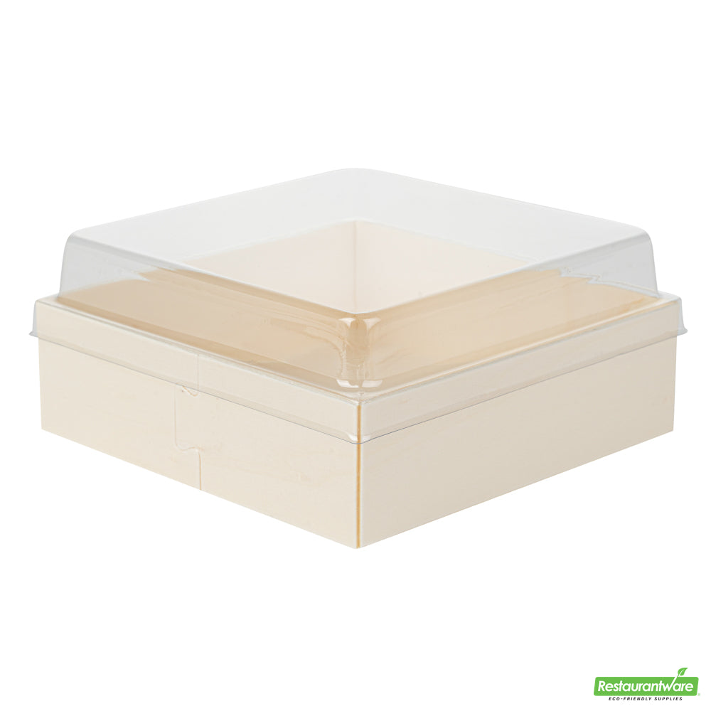 Wholesale Restaurantware Taipei Clear Plastic Lid - Fits Square Poplar Straight Container- Bulk