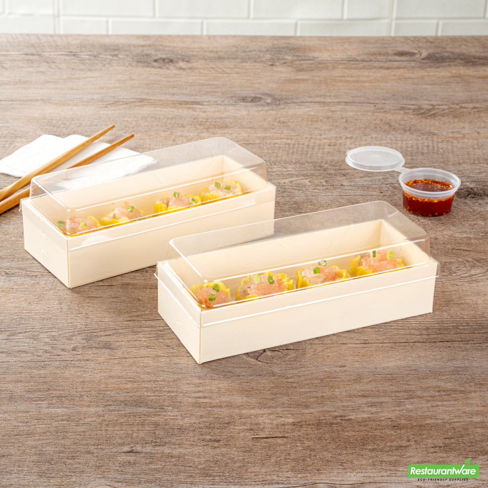 Wholesale Restaurantware Taipei Clear Plastic Lid - Fits Rectangle Poplar Long Straight Container- Bulk