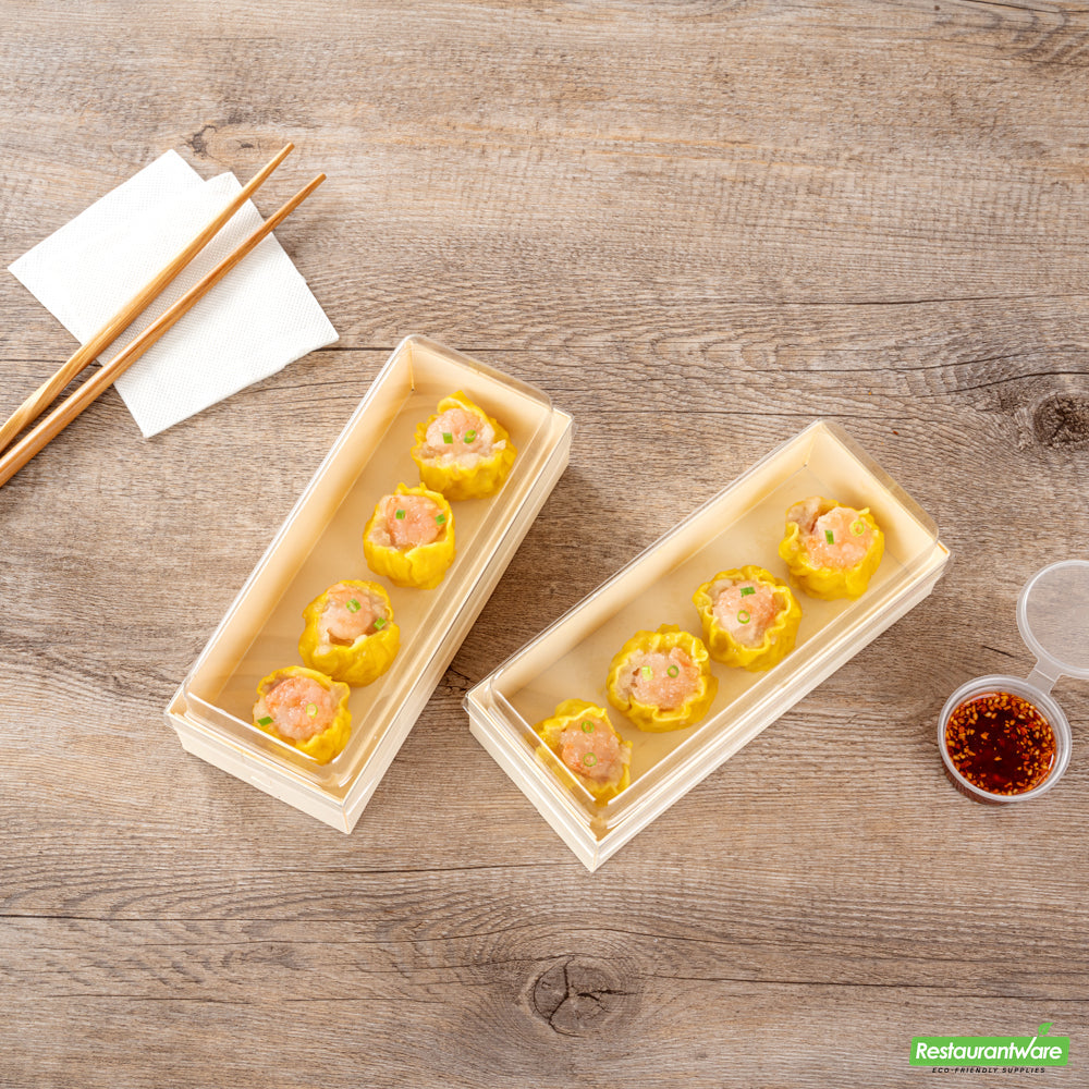 Wholesale Restaurantware Taipei Clear Plastic Lid - Fits Rectangle Poplar Long Straight Container- Bulk