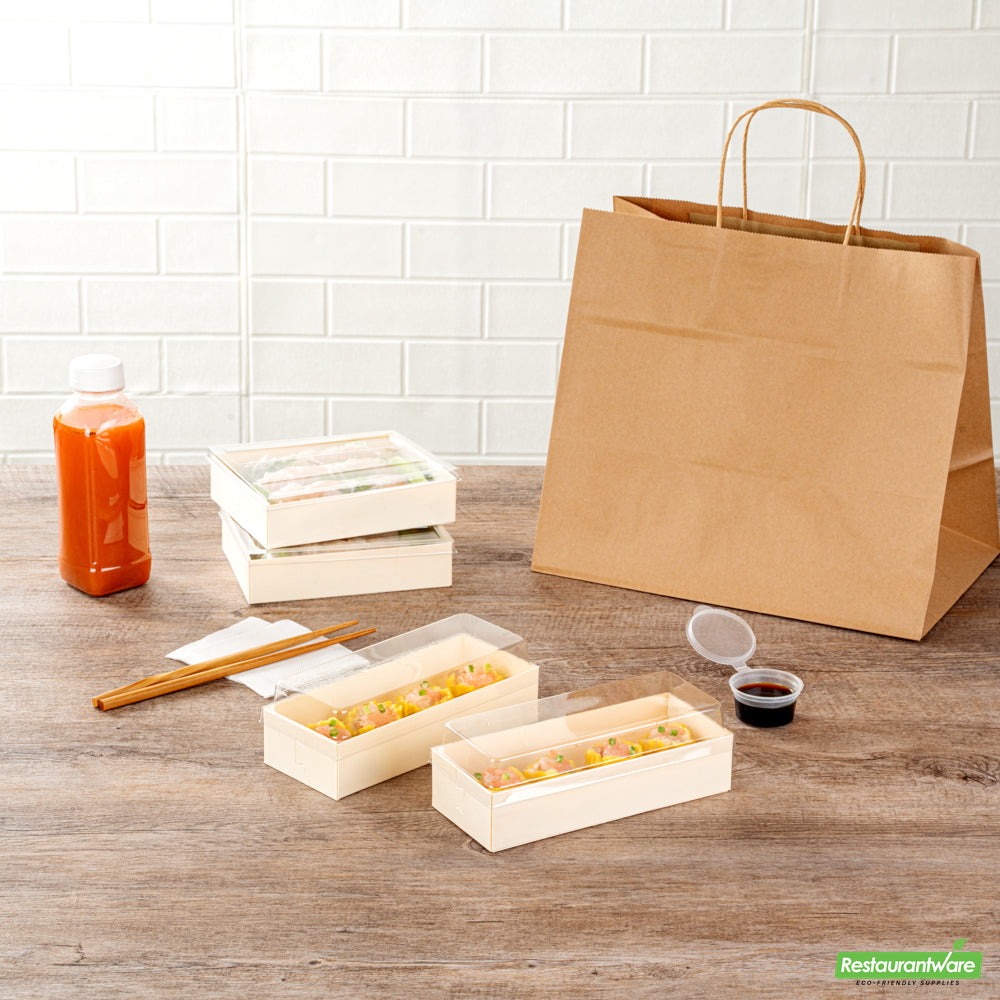 Wholesale Restaurantware Taipei Clear Plastic Lid - Fits Rectangle Poplar Long Straight Container- Bulk