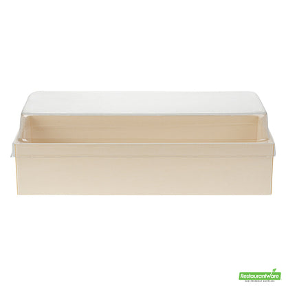 Wholesale Restaurantware Taipei Clear Plastic Lid - Fits Rectangle Poplar Long Straight Container- Bulk