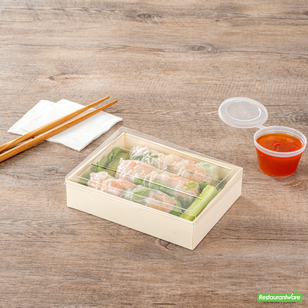 Wholesale Restaurantware Taipei Clear Plastic Lid - Fits Rectangle Poplar Short Straight Container- Bulk