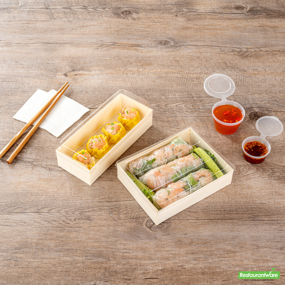 Wholesale Restaurantware Taipei Clear Plastic Lid - Fits Rectangle Poplar Short Straight Container- Bulk