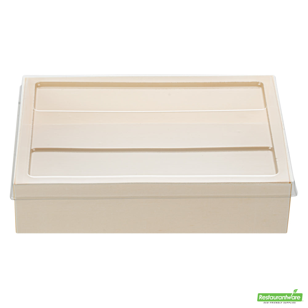 Wholesale Restaurantware Taipei Clear Plastic Lid - Fits Rectangle Poplar Short Straight Container- Bulk