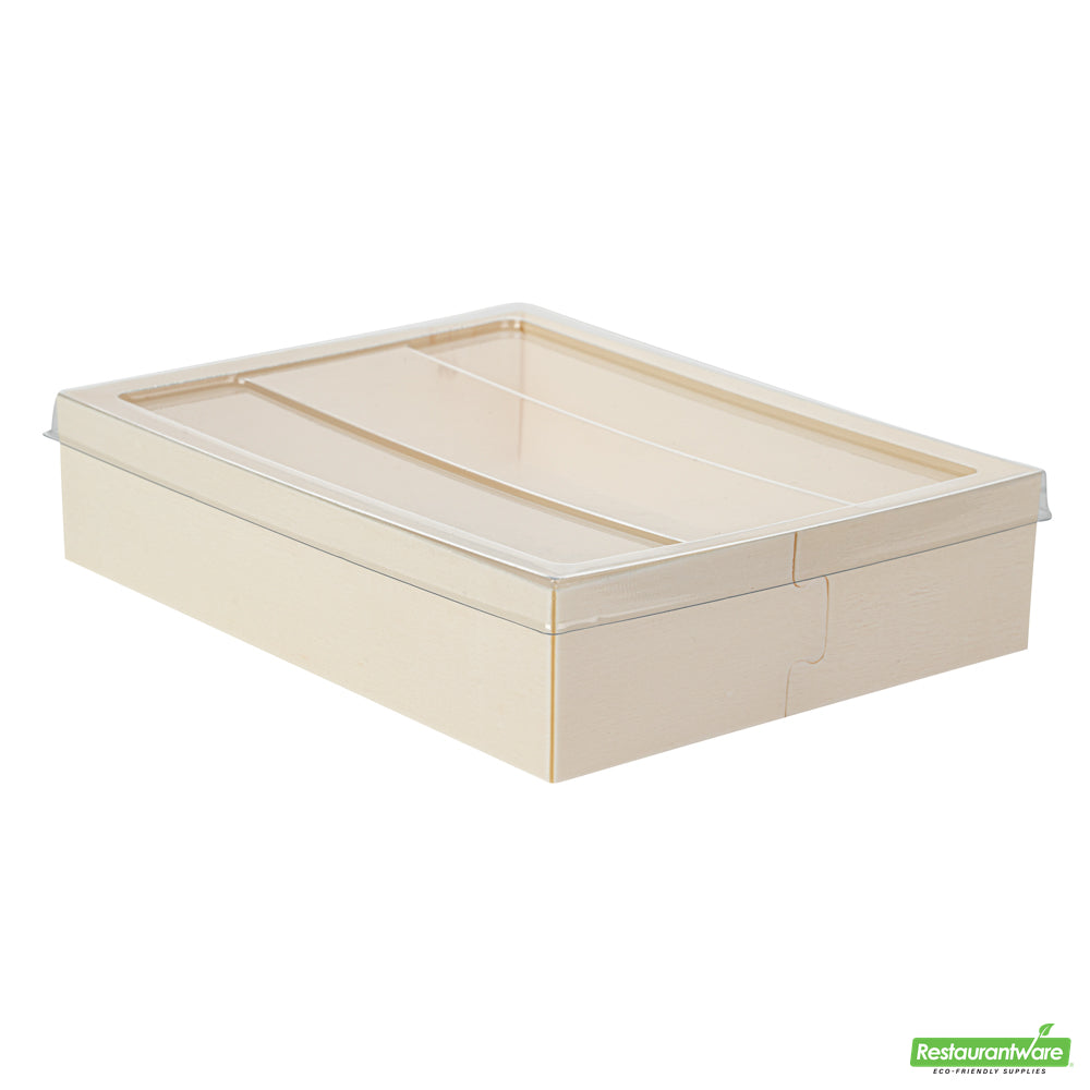 Wholesale Restaurantware Taipei Clear Plastic Lid - Fits Rectangle Poplar Short Straight Container- Bulk