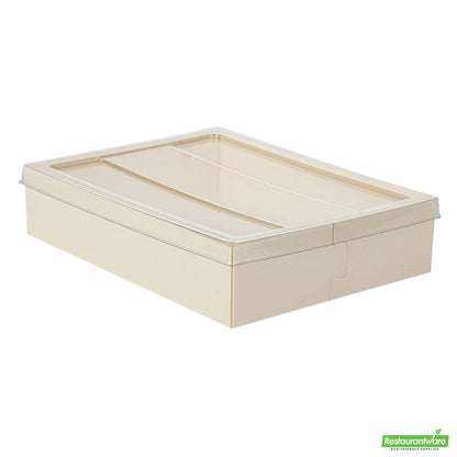 Wholesale Restaurantware Taipei Clear Plastic Lid - Fits Rectangle Poplar Short Straight Container- Bulk