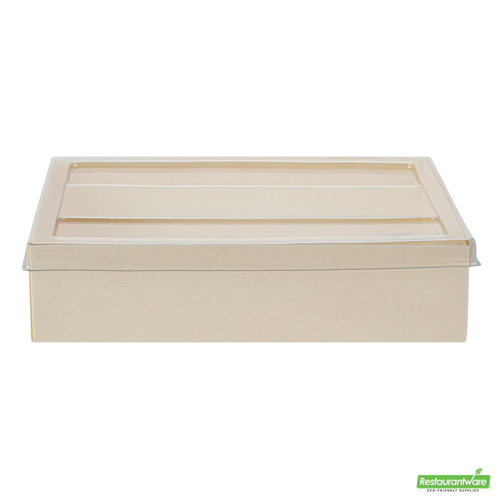 Wholesale Restaurantware Taipei Clear Plastic Lid - Fits Rectangle Poplar Short Straight Container- Bulk