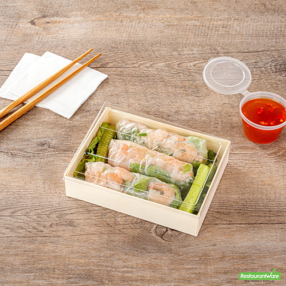 Wholesale Restaurantware Taipei Clear Plastic Lid - Fits Rectangle Poplar Short Straight Container- Bulk