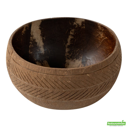 Wholesale Restaurantware Coco Casa 21 oz Handmade Feather Coconut Bowl- Bulk