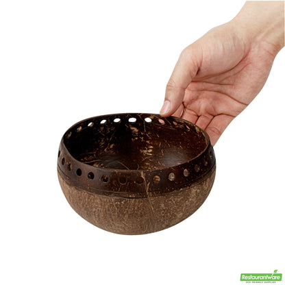 Wholesale Restaurantware Coco Casa 21 oz Handmade Punchout Coconut Bowl- Bulk