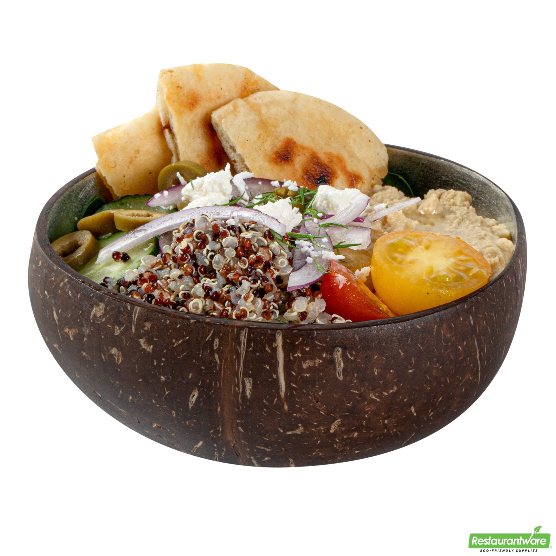 Wholesale Restaurantware Coco Casa 16 oz Metallic Silver Handmade Coconut Bowl- Bulk