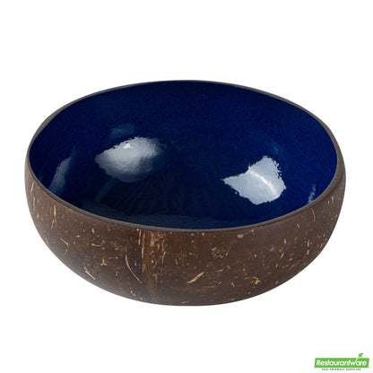 Wholesale Restaurantware Coco Casa 16 oz Metallic Blue Handmade Coconut Bowl- Bulk