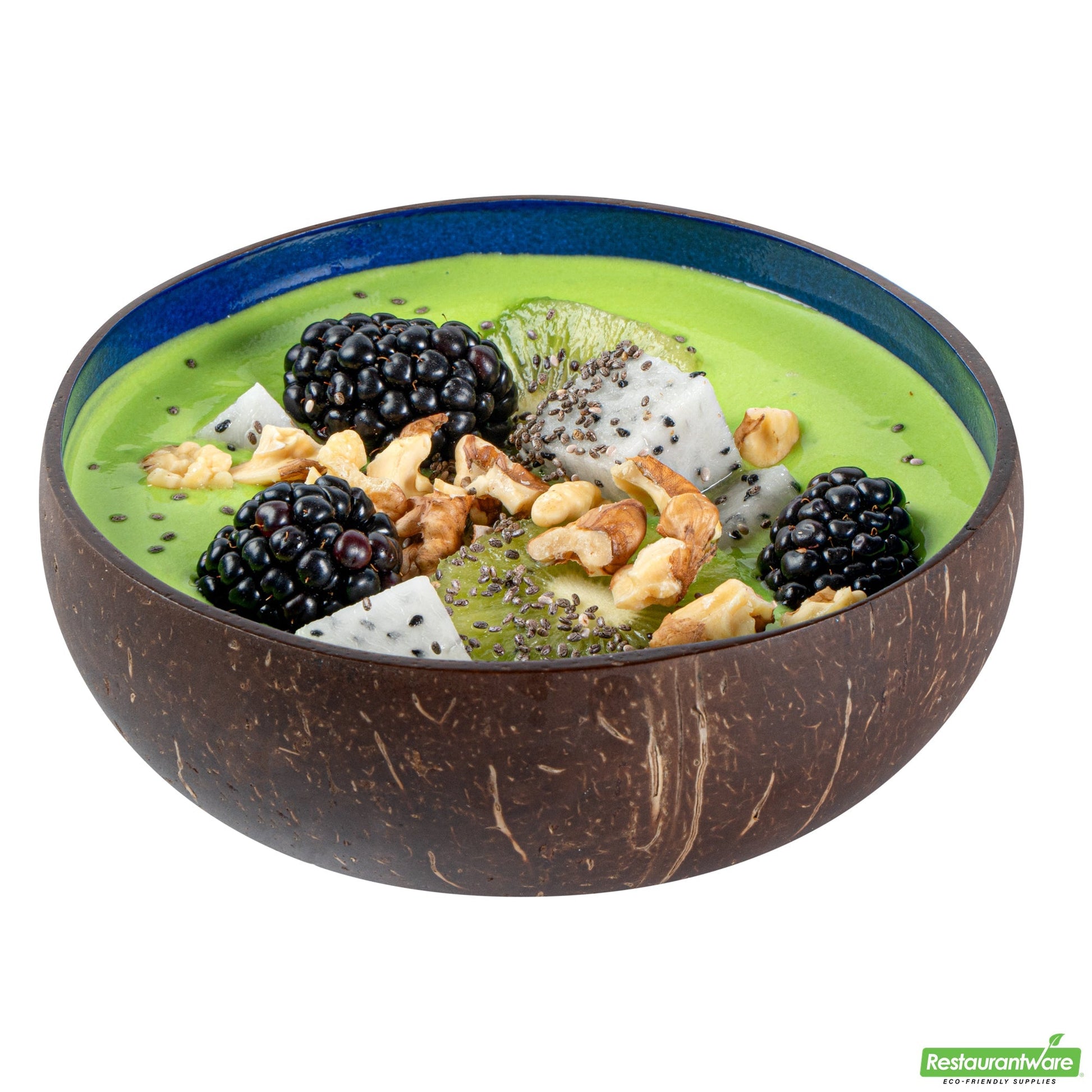 Wholesale Restaurantware Coco Casa 16 oz Metallic Blue Handmade Coconut Bowl- Bulk