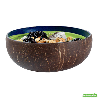 Wholesale Restaurantware Coco Casa 16 oz Metallic Blue Handmade Coconut Bowl- Bulk