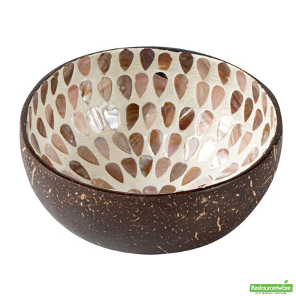 Wholesale Restaurantware Coco Casa 16 oz White Handmade Teardrop Coconut Bowl- Bulk