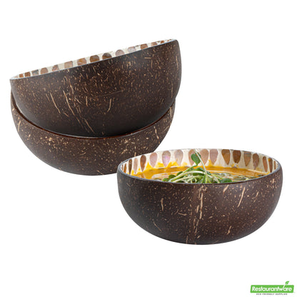 Wholesale Restaurantware Coco Casa 16 oz White Handmade Teardrop Coconut Bowl- Bulk