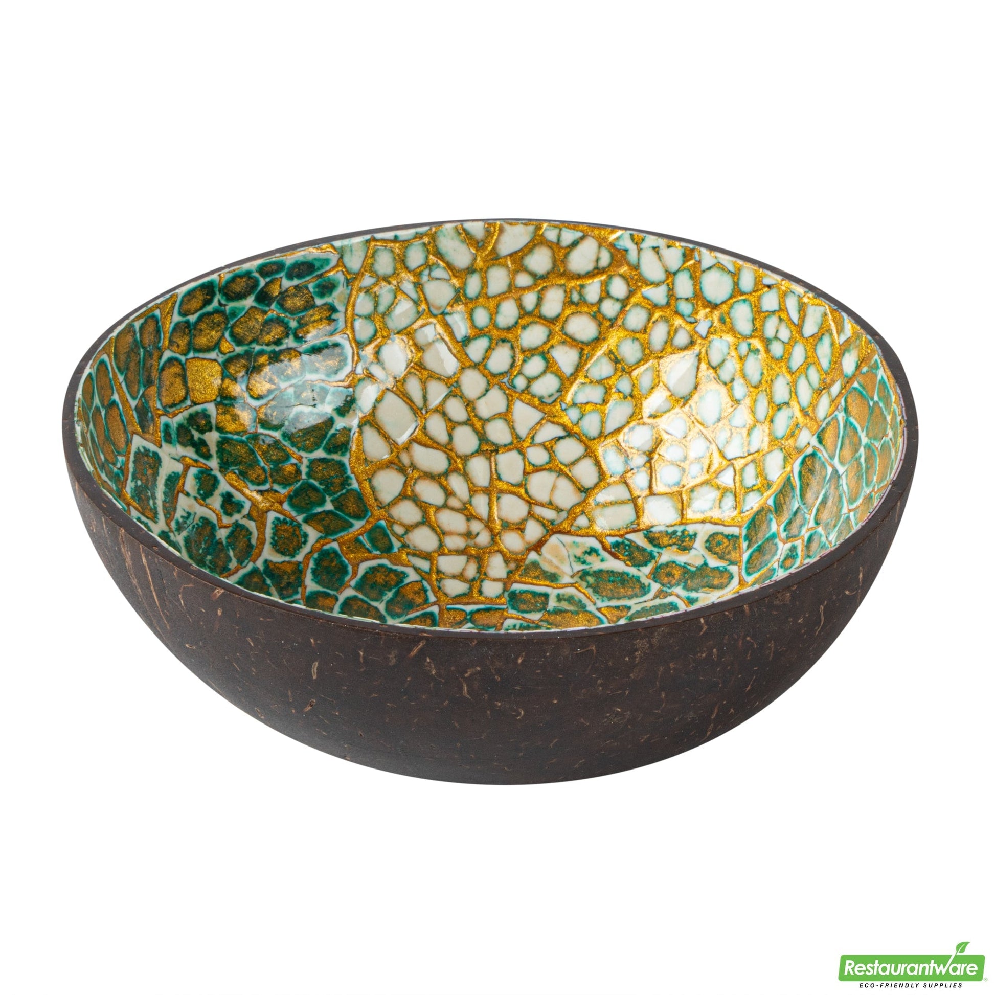 Wholesale Restaurantware Coco Casa 16 oz Green Coconut Handmade Eggshell Coconut Bowl- Bulk