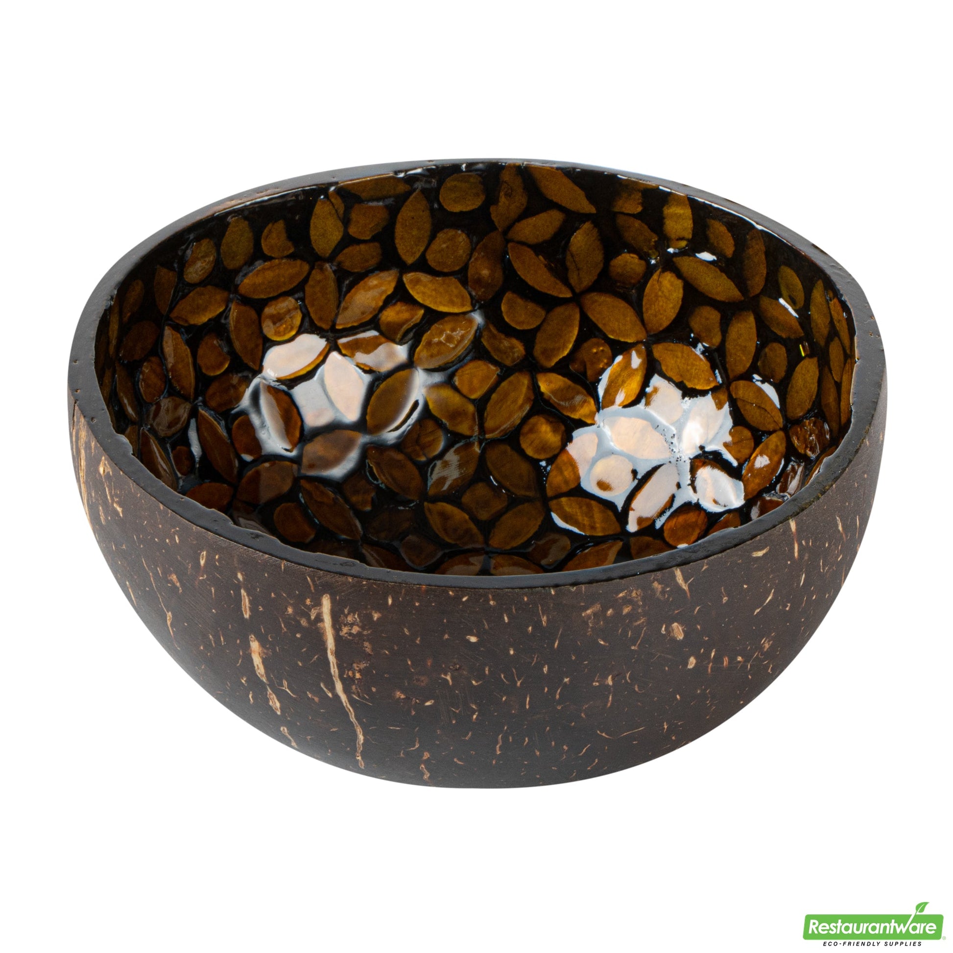 Wholesale Restaurantware Coco Casa 16 oz Yellow Handmade Flower Coconut Bowl- Bulk