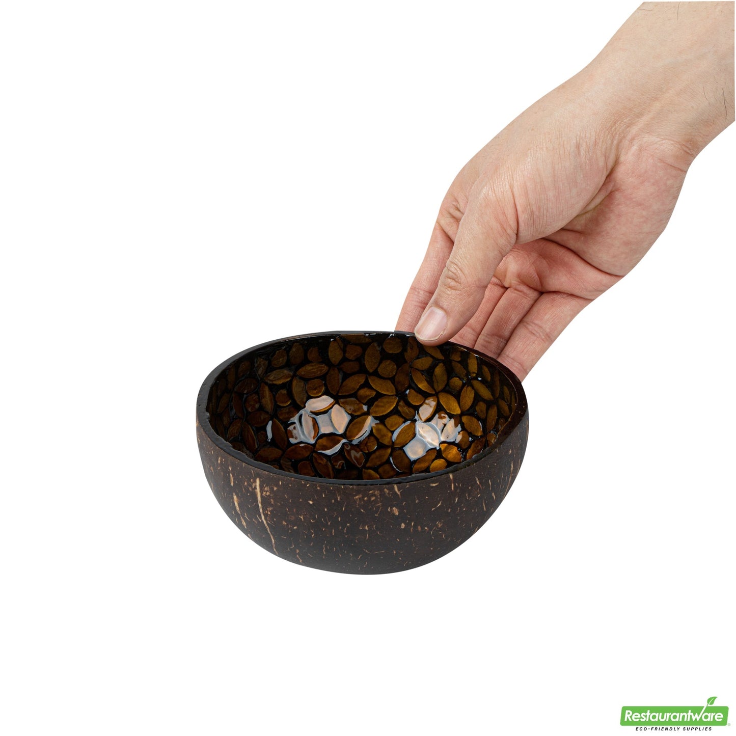 Wholesale Restaurantware Coco Casa 16 oz Yellow Handmade Flower Coconut Bowl- Bulk