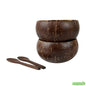 Wholesale Restaurantware Coco Casa 4-Piece Handmade Coconut Bowl and Wooden Spoon Set- Bulk