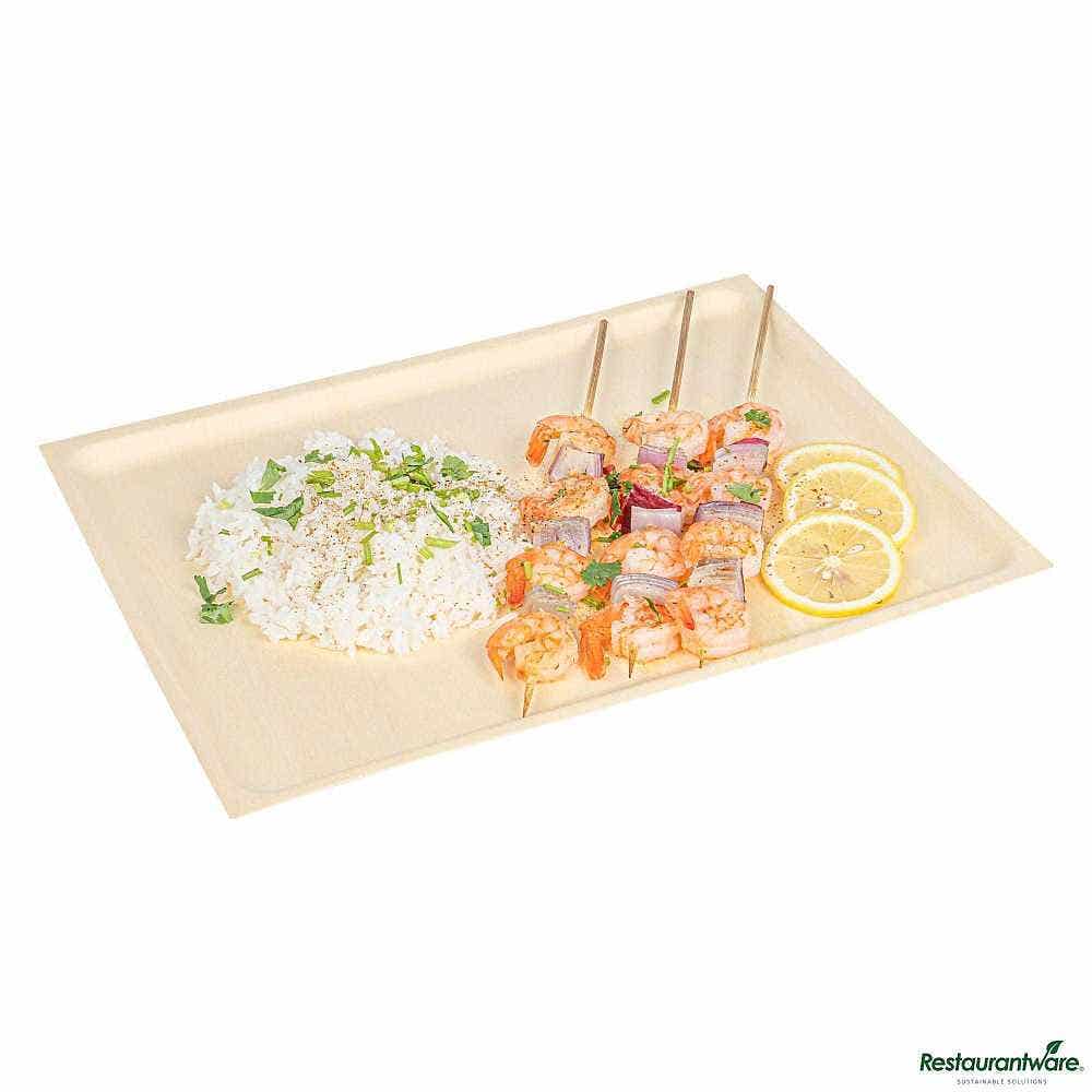 Wholesale Restaurantware Taipei Rectangle Natural Poplar Plate 50 ct- Bulk