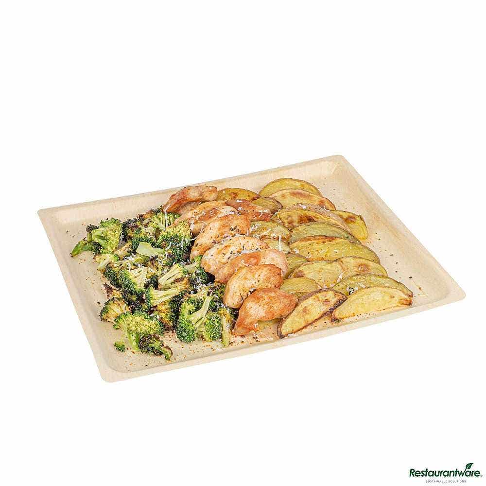 Wholesale Restaurantware Taipei Rectangle Natural Poplar Plate 50 ct- Bulk
