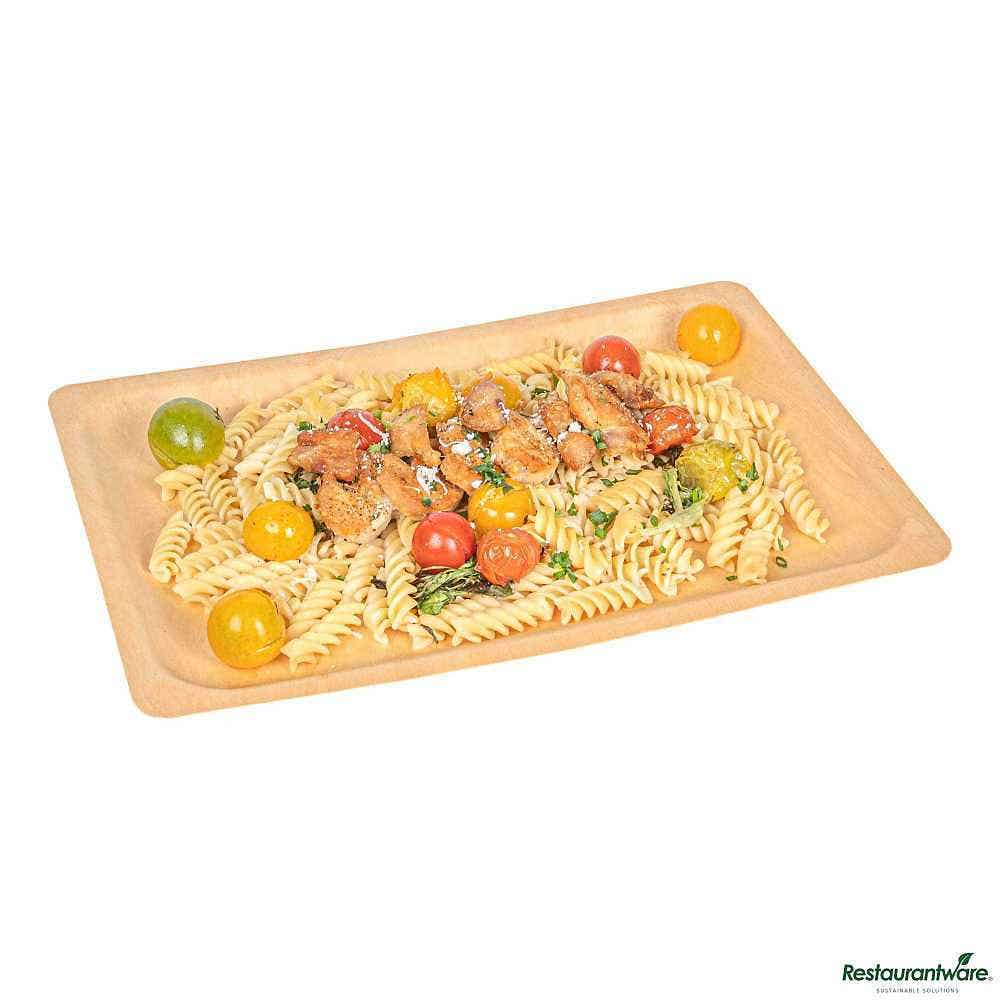 Wholesale Restaurantware Taipei Rectangle Natural Poplar Plate 50 ct- Bulk