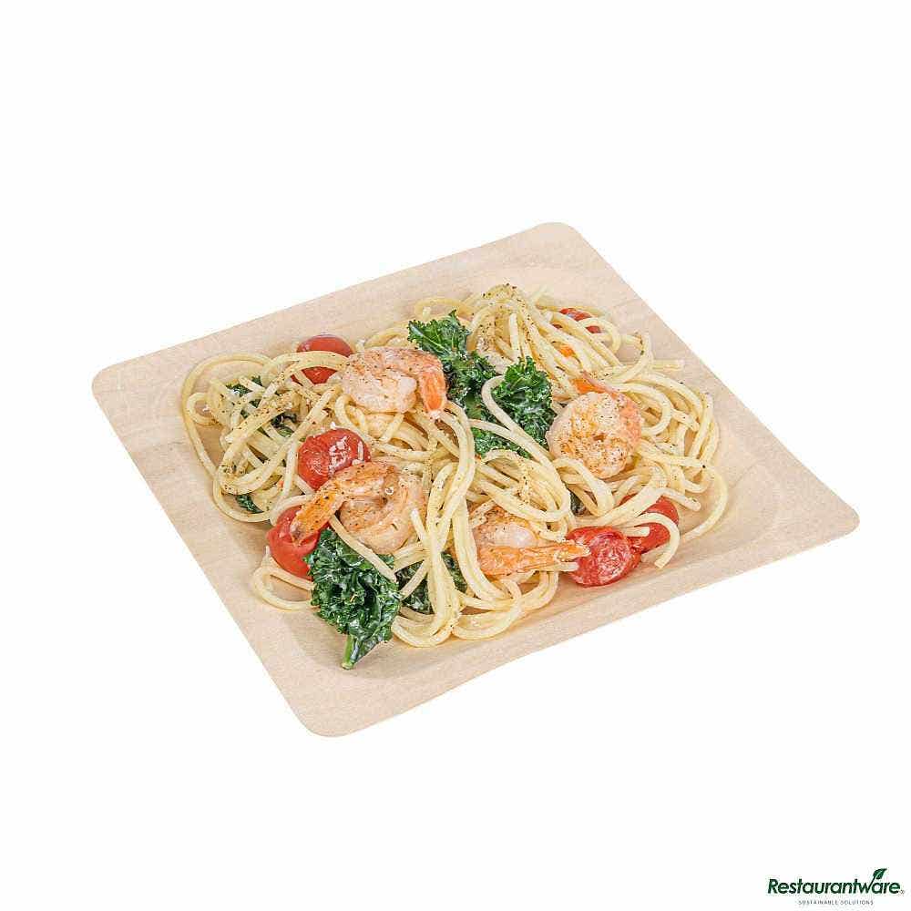 Wholesale Restaurantware Taipei Square Natural Poplar Plate 50 ct- Bulk