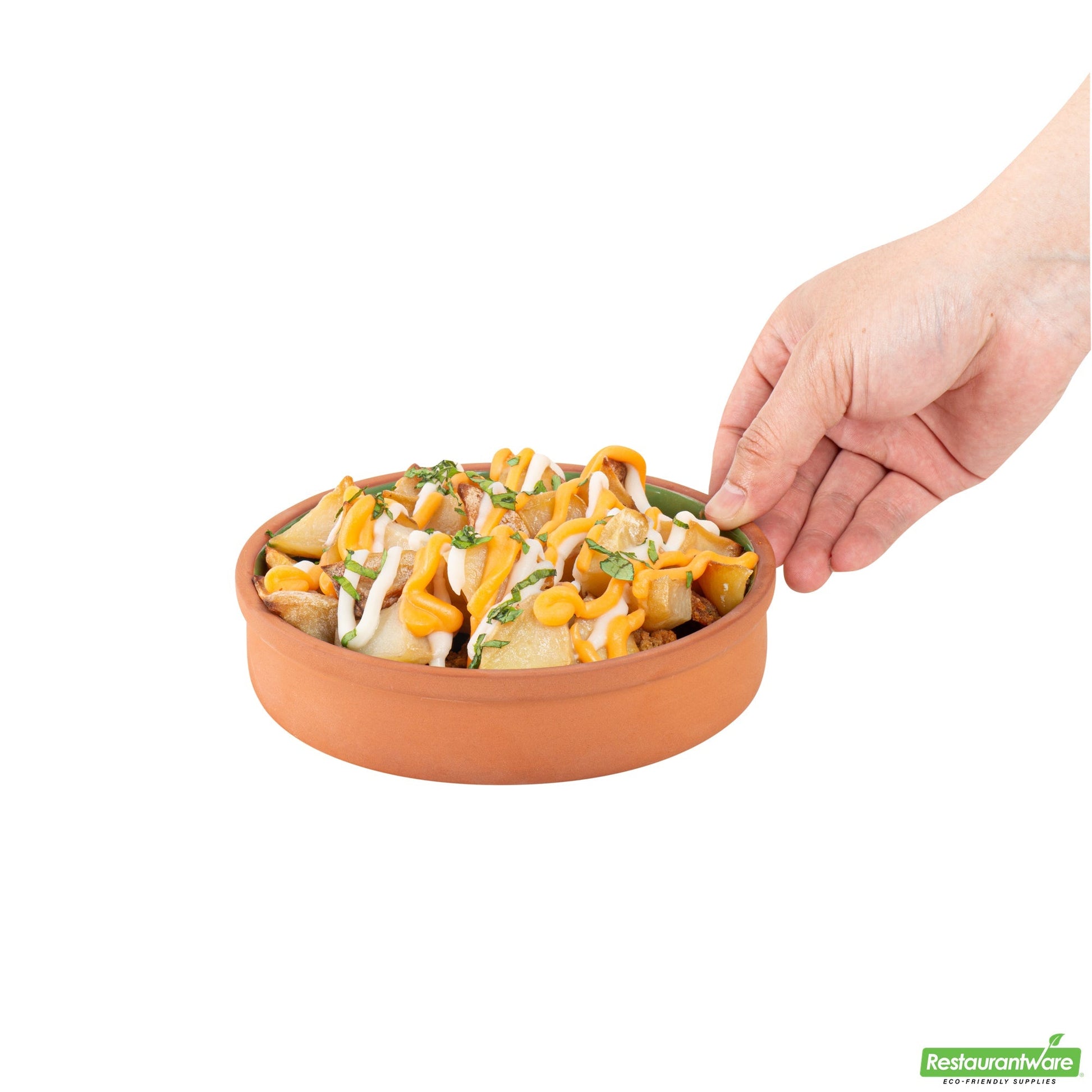 Wholesale Restaurantware 15 Oz Terracotta Cazuela Bowl - Green Glazed Interior, Oven-Safe- Bulk