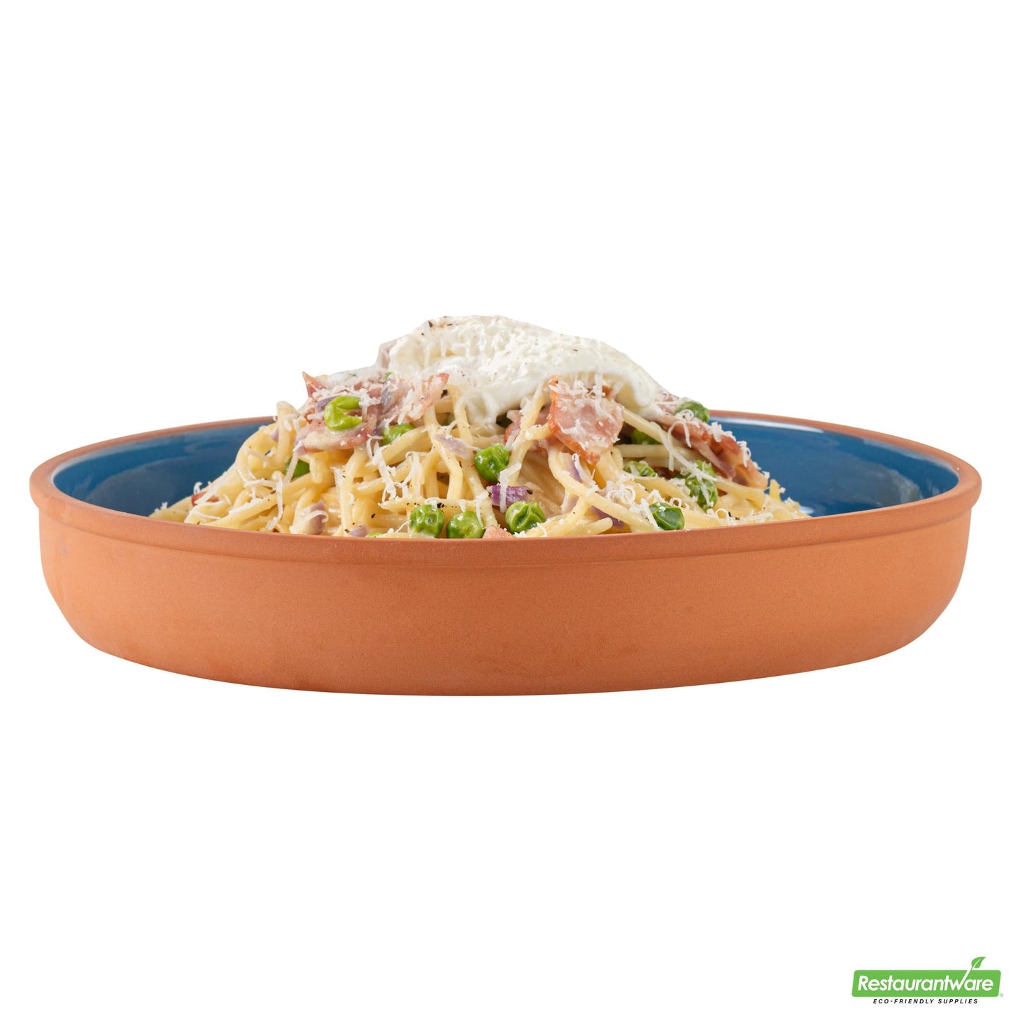 Wholesale Restaurantware 34 Oz Terracotta Cazuela Bowl - Blue Glazed Interior, Oven-Safe- Bulk