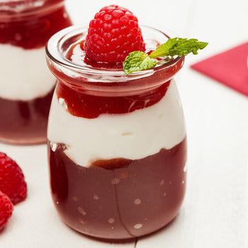 Wholesale Restaurantware 4 Oz Round Nostalgic Milk and Yogurt Glass - with Plastic Lid - 2 1/4" X 2 1/4" X 3"- Bulk