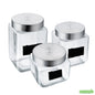 Wholesale Restaurantware Vetri Glass 3-Piece Storage Jar Set - with Lid, Chalkboard Label- Bulk
