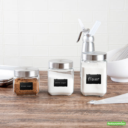 Wholesale Restaurantware Vetri Glass 3-Piece Storage Jar Set - with Lid, Chalkboard Label- Bulk