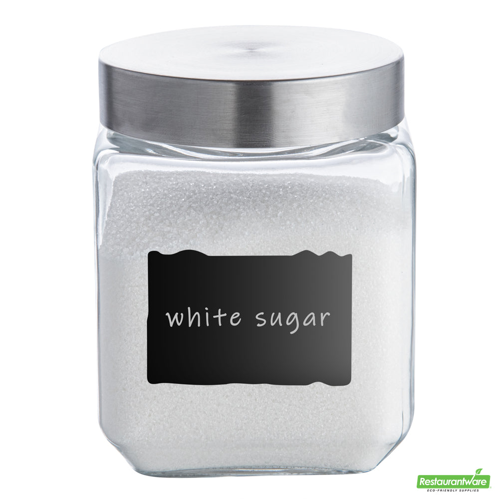 Wholesale Restaurantware Vetri Glass 3-Piece Storage Jar Set - with Lid, Chalkboard Label- Bulk