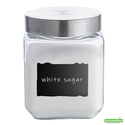 Wholesale Restaurantware Vetri Glass 3-Piece Storage Jar Set - with Lid, Chalkboard Label- Bulk