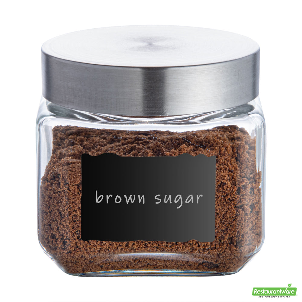 Wholesale Restaurantware Vetri Glass 3-Piece Storage Jar Set - with Lid, Chalkboard Label- Bulk