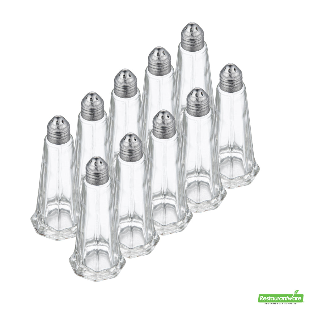 Wholesale Restaurantware 1 Oz Glass Salt and Pepper Shaker Set - Tower Style- Bulk