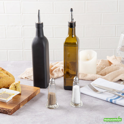 Wholesale Restaurantware 1 Oz Glass Salt and Pepper Shaker Set - Tower Style- Bulk
