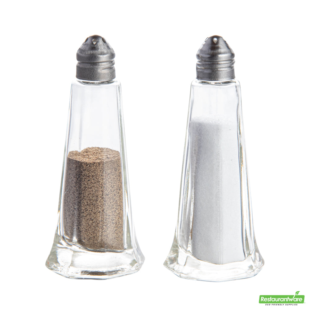 Wholesale Restaurantware 1 Oz Glass Salt and Pepper Shaker Set - Tower Style- Bulk
