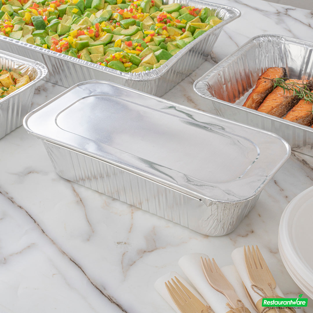 Wholesale Restaurantware Foil Lux Aluminum Steam Table Pan Lid - Fits 1/3 Size / Loaf- Bulk