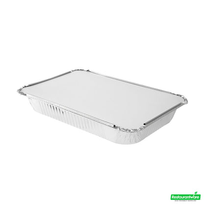 Wholesale Restaurantware Foil Lux White Paper Flat Foil-Laminated Board Lid - Fits 4 lb Take Out Container- Bulk